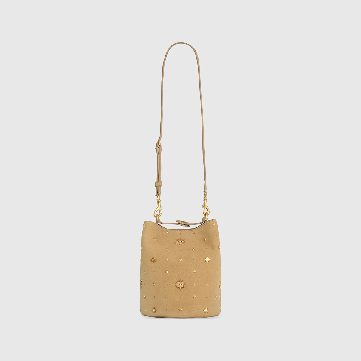 Rebecca Minkoff Evil Eye Studded Bucket Bag In Sesame