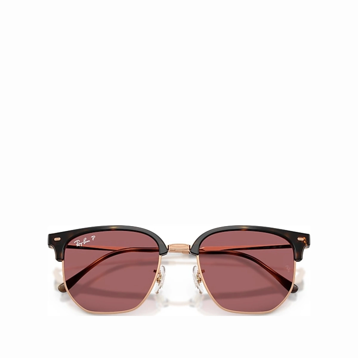Ray-Ban New Clubmaster Online Only Limited Sunglasses Rose Gold Frame Violet Lenses Polarized