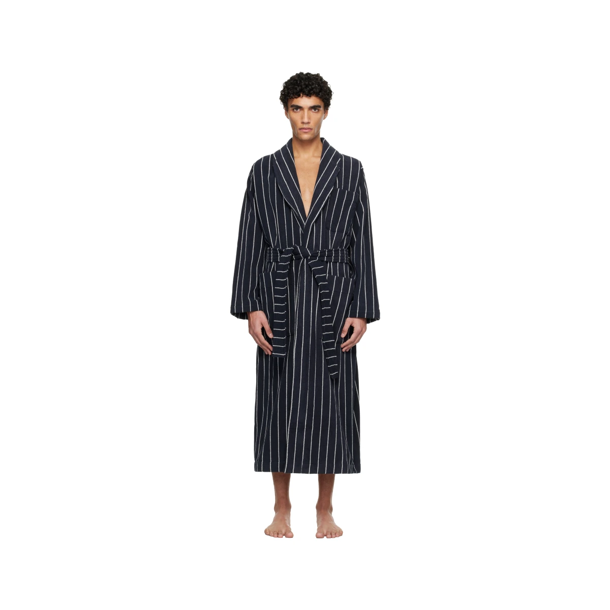 Navy & White Terry Classic Bathrobe