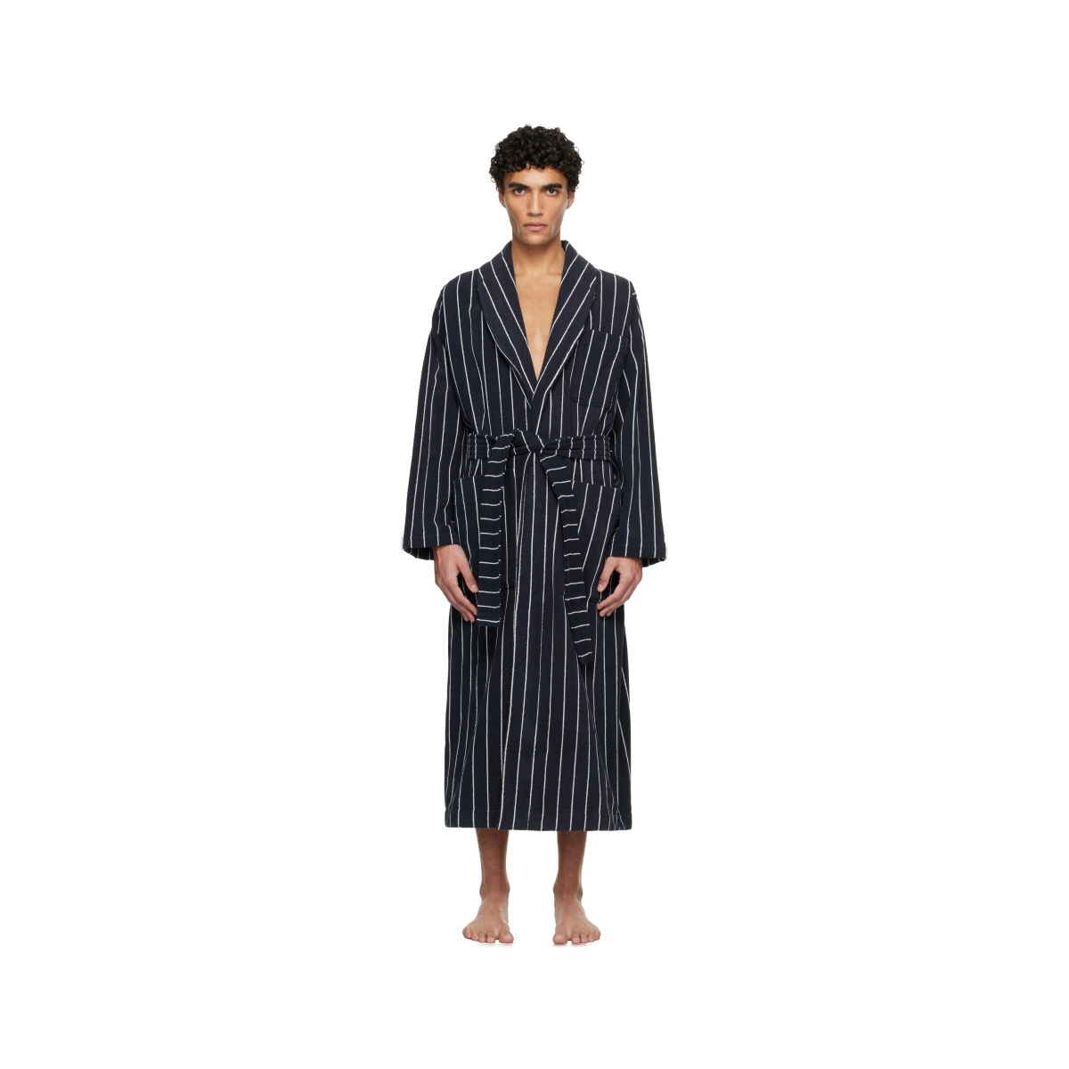 Navy & White Terry Classic Bathrobe
