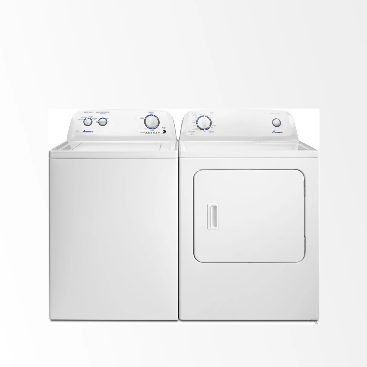 Amana Side-by-Side Top Load Washer and Electric Dryer Set in White AMWADREW