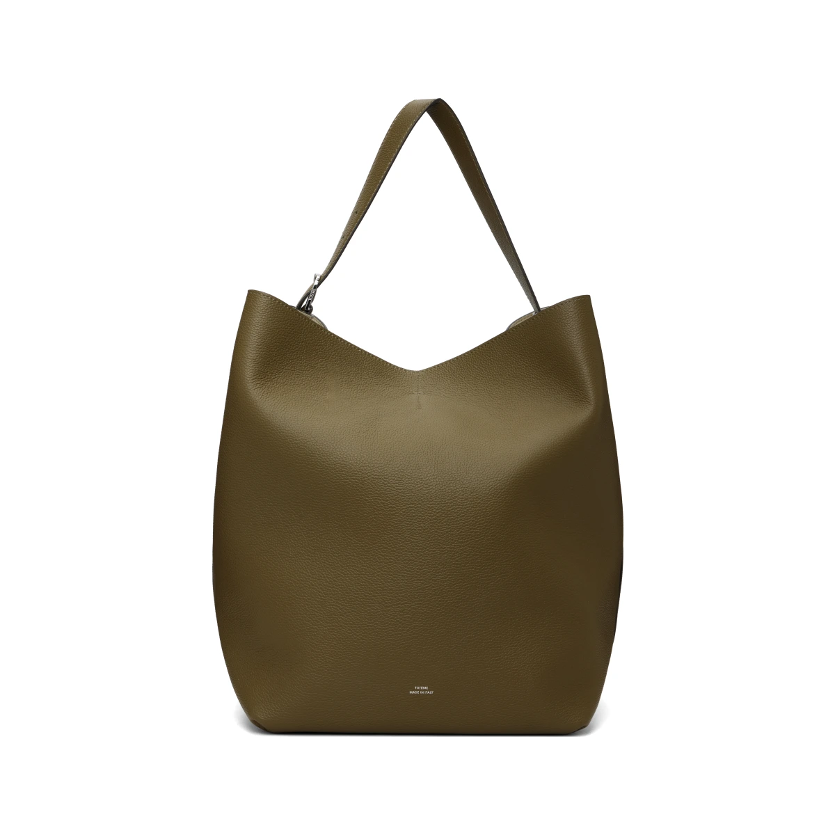 Brown Belted Grained-Leather Tote