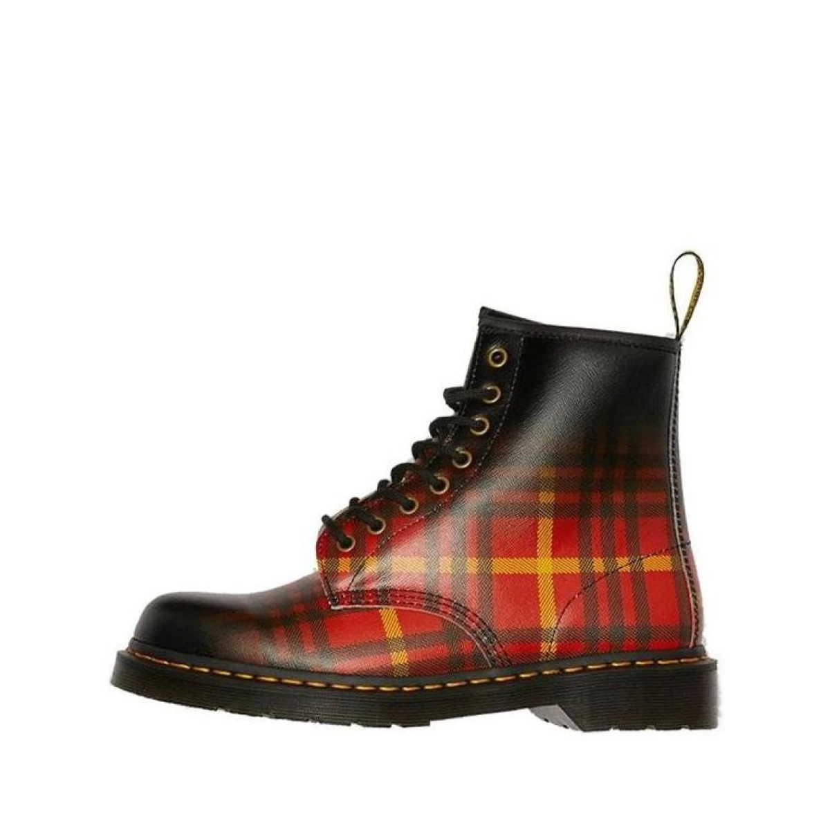 1460 Tartan Leather Boots Black/Orange/Red