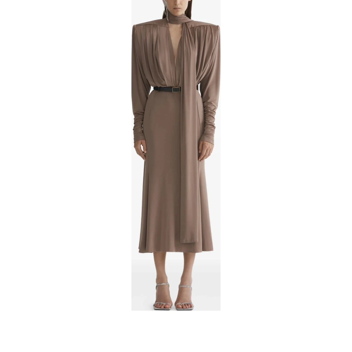 Draped Long-sleeve Dress