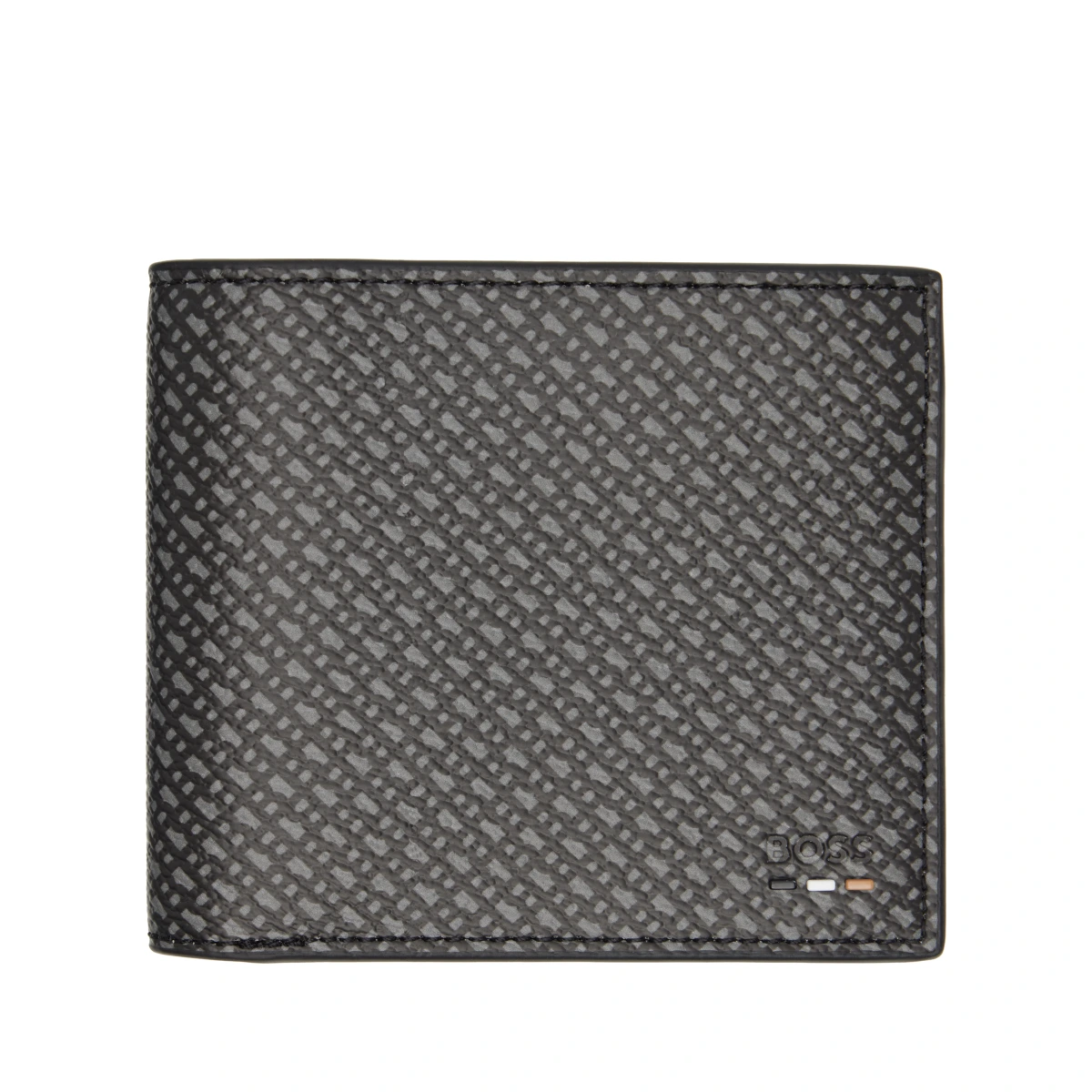 Black Grained Faux-Leather Wallet