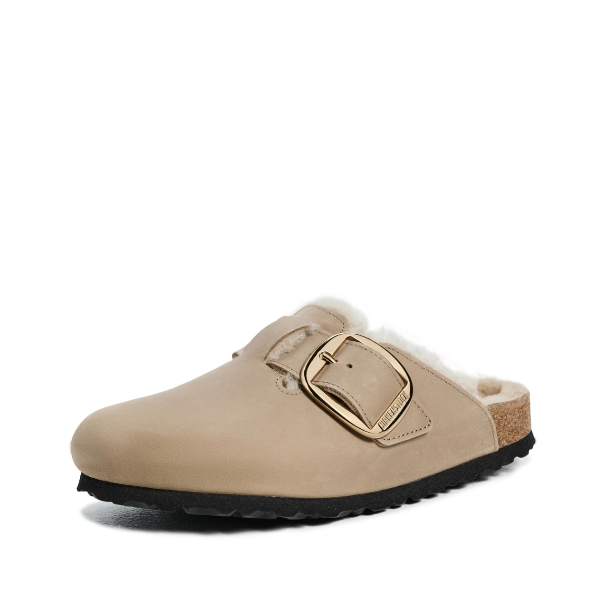 Boston Big Buckle Shearling Clogs Tobacco Brown