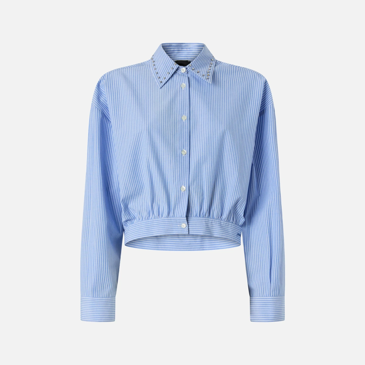 Cropped striped shirt with jewel collar - 46