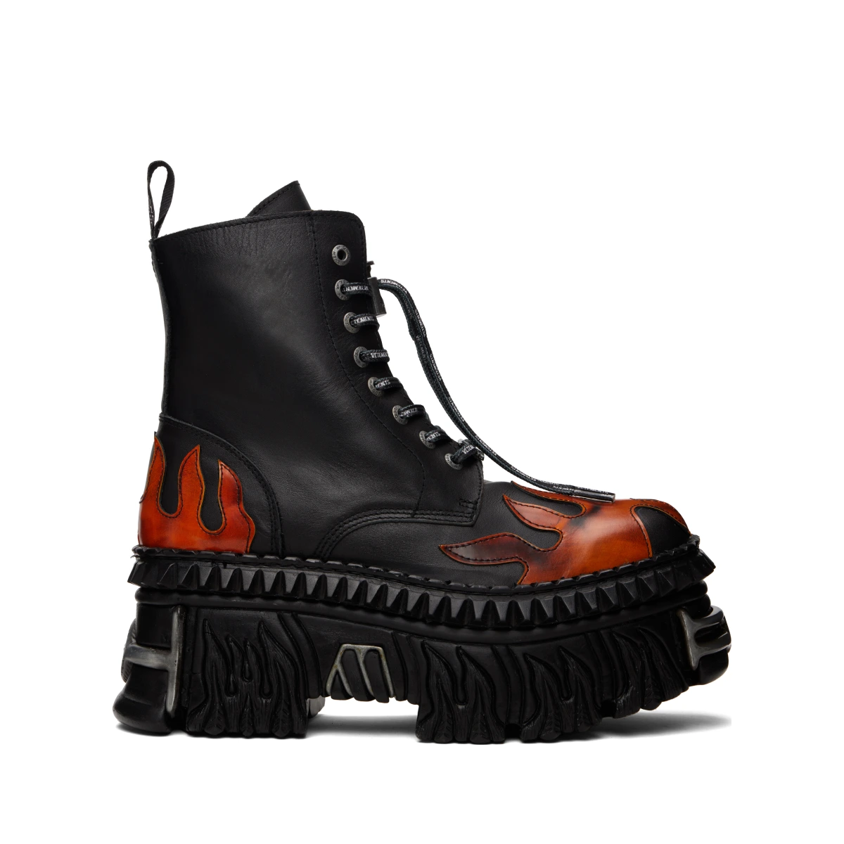 Black New Rock Edition Flame Combat Boots
