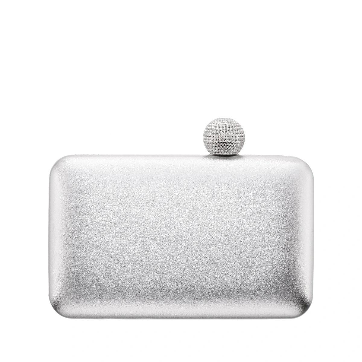 Womens Kimberly Silver Metallic Minaudiere With Crystal Clasp | Nina Shoe