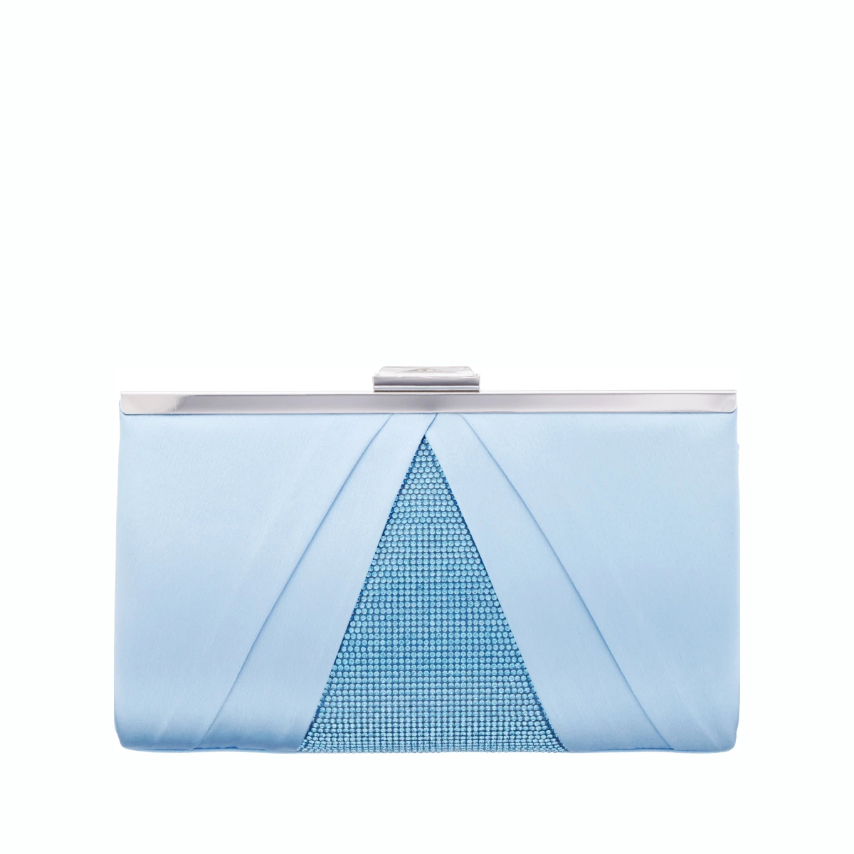 Womens Ophelia Blue Pleated Satin Frame Clutch | Nina Shoe