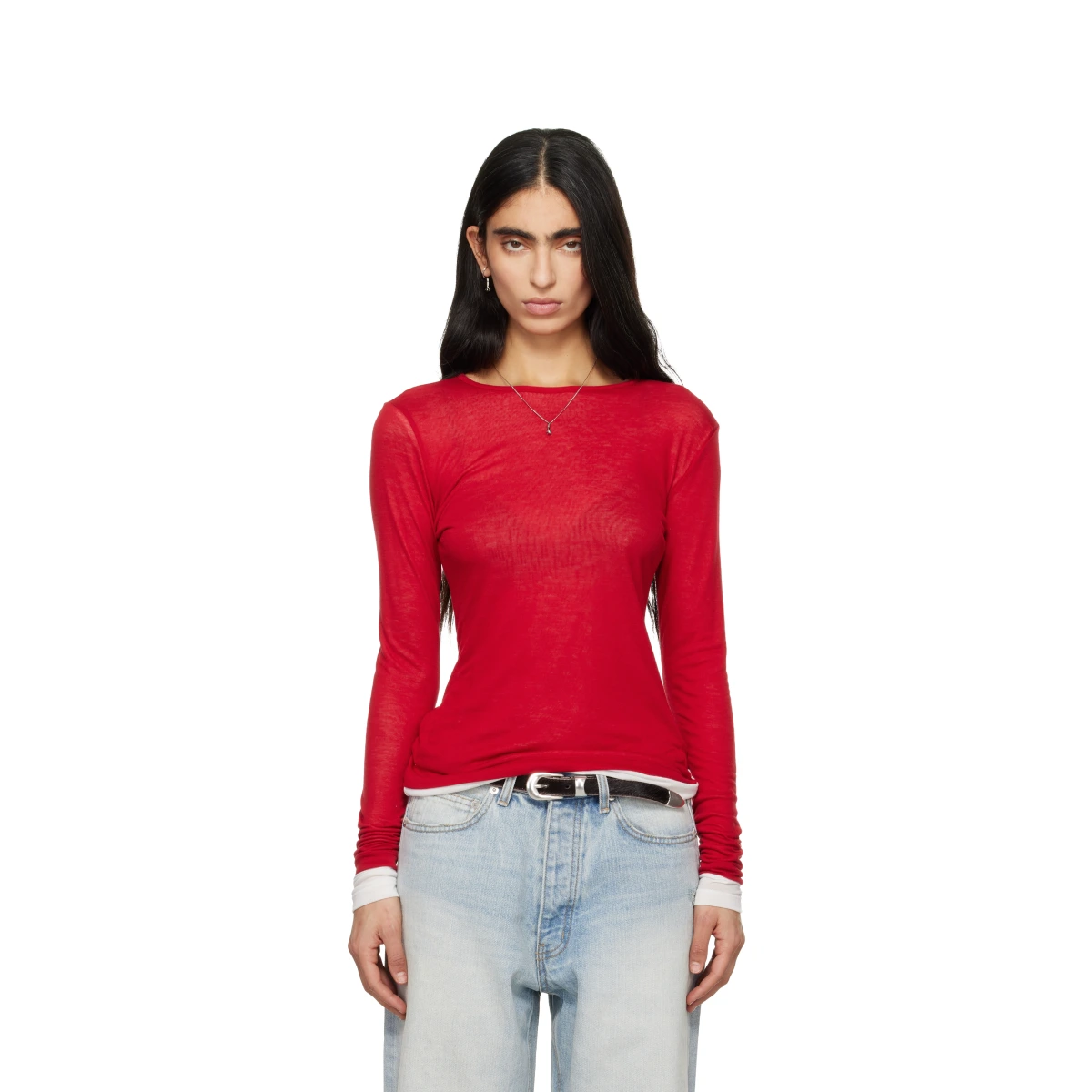 Red Layered Long Sleeve T-shirt