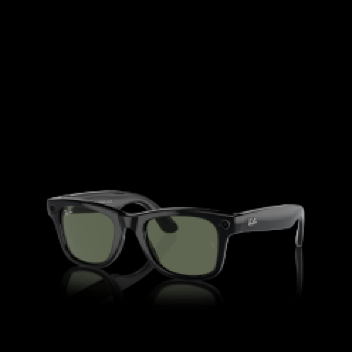 Refurbished Ray-Ban Meta Wayfarer Gen 1, Shiny Black / G15 Green, Large, High Bridge Fit