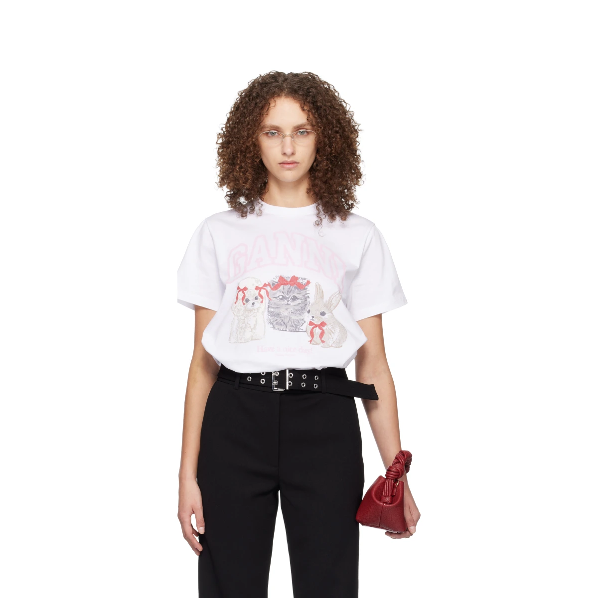 White Animals Print T-shirt