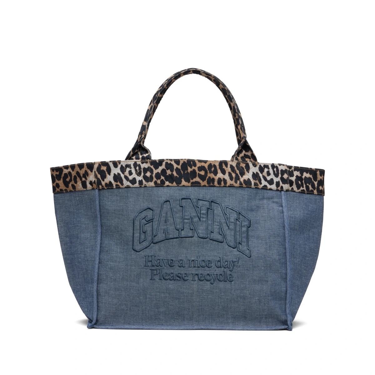 Blue & Beige Medium Trapeze Shopper Reversible Tote