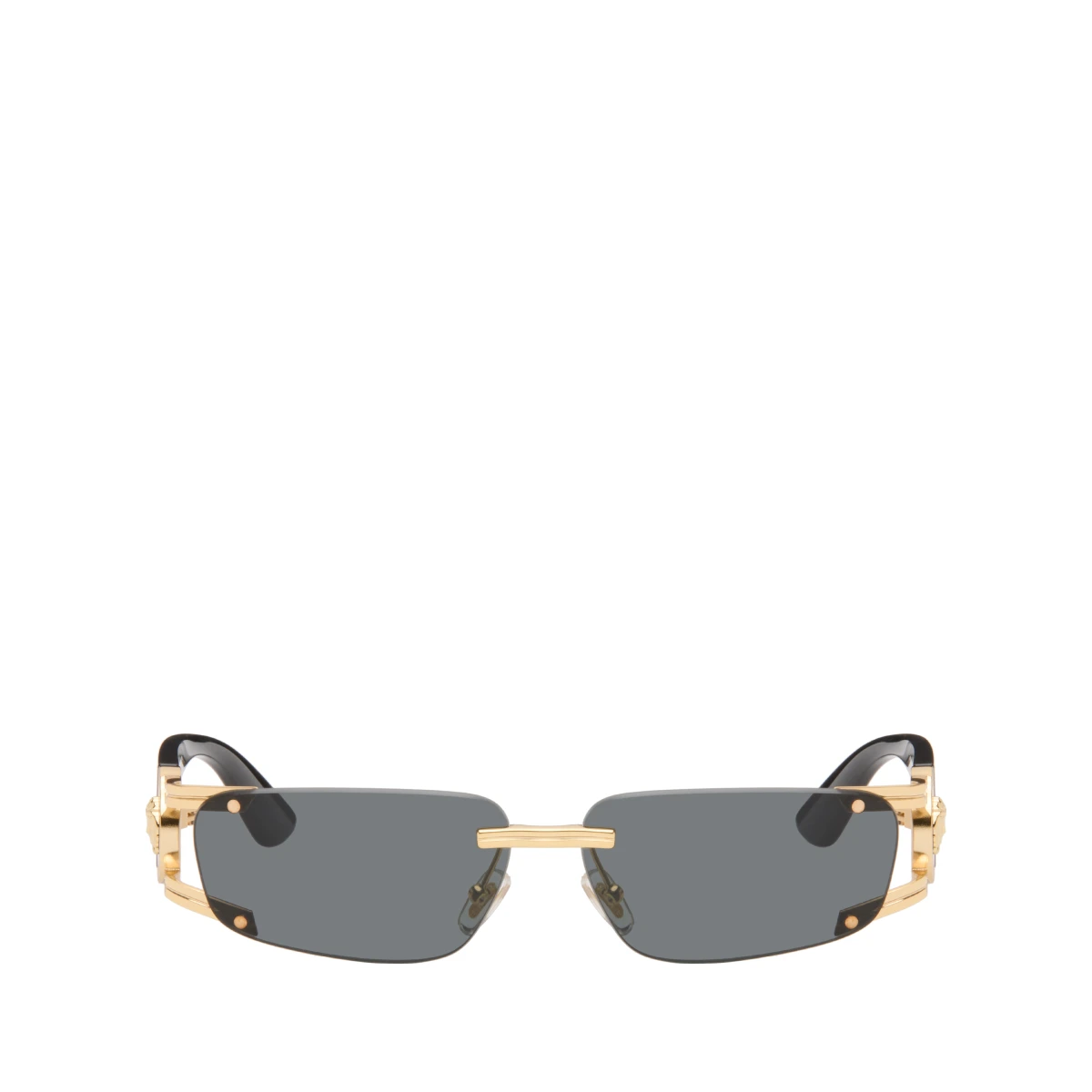 Black & Gold 'Medusa Honor' Rectangular Sunglasses