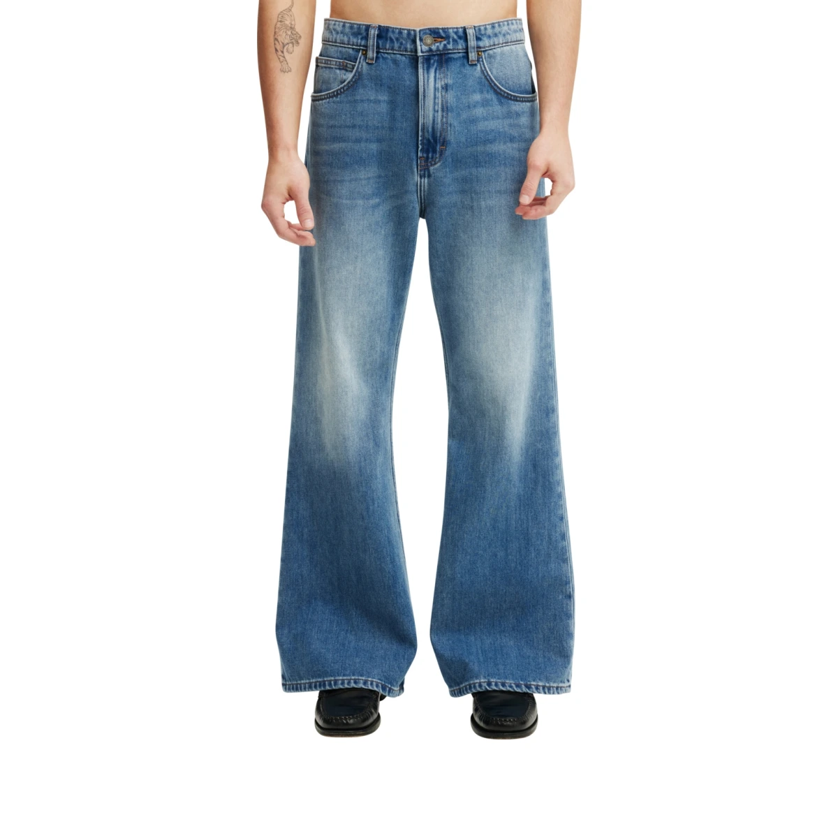 Men's Baggy Bootcut Jean - Dark Blue