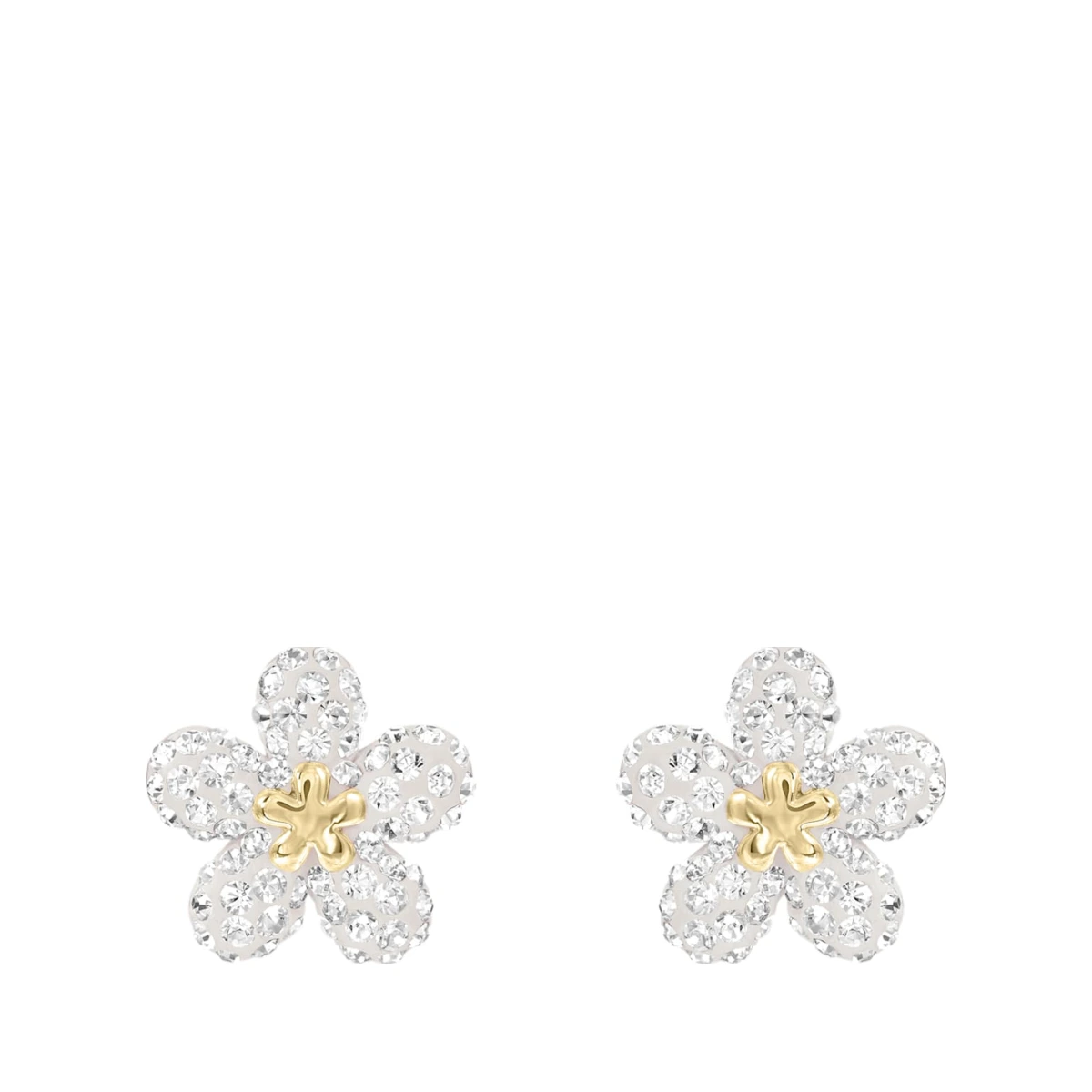 Tough stud earrings, Flower, Yellow, Mixed metal finish