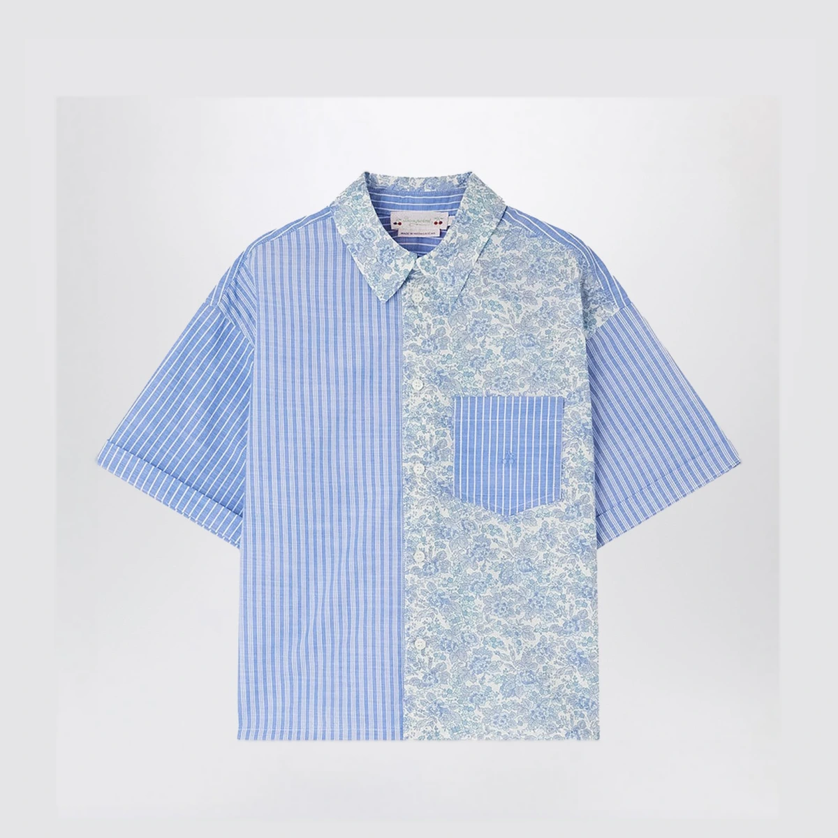 Elyas patchwork light blue shirt