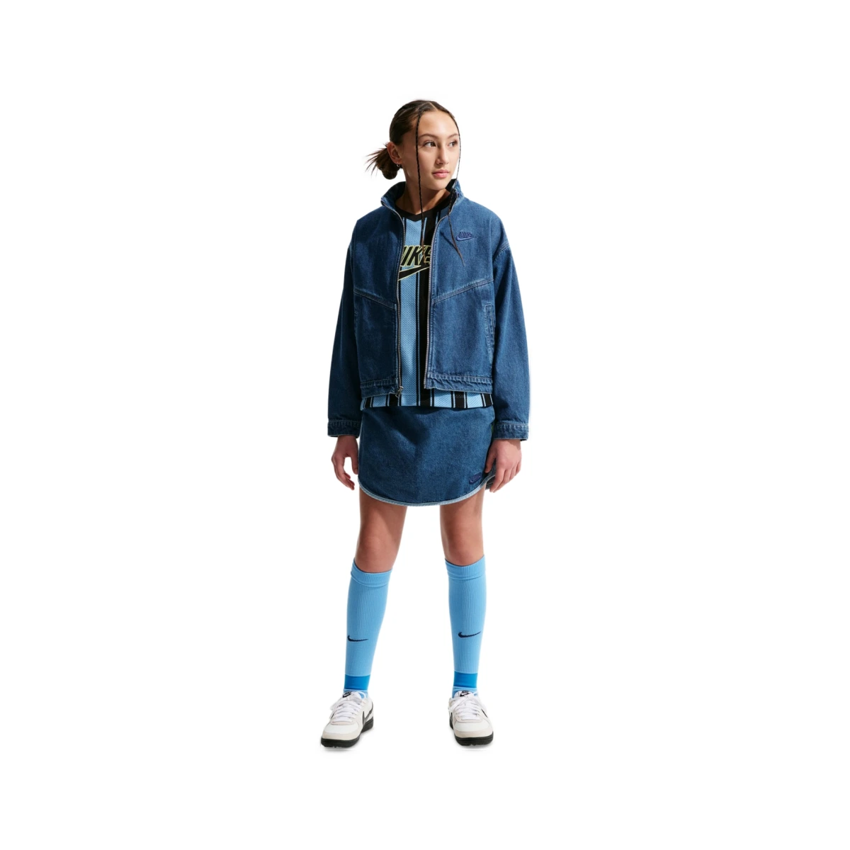 Girls' 7-16 Sportswear Collection Windrunner Oversized Denim Jacket - Mystic Navy