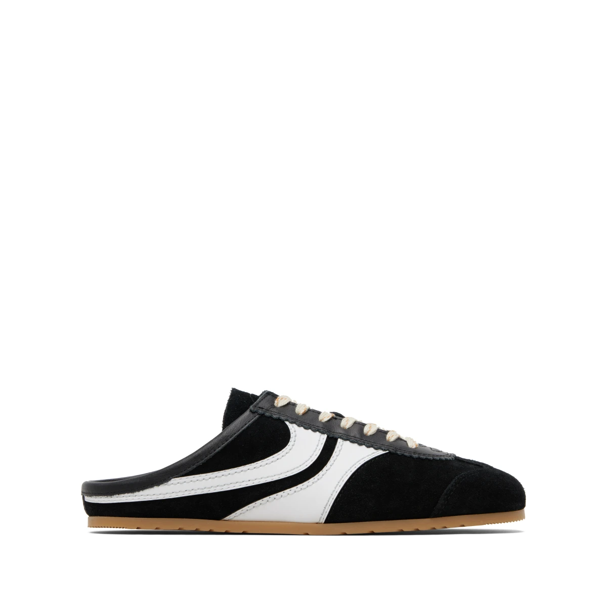 Black Suede Sneaker Mule Loafers