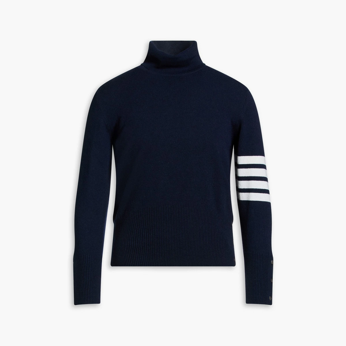 Striped cashmere turtleneck sweater - Blue - 0