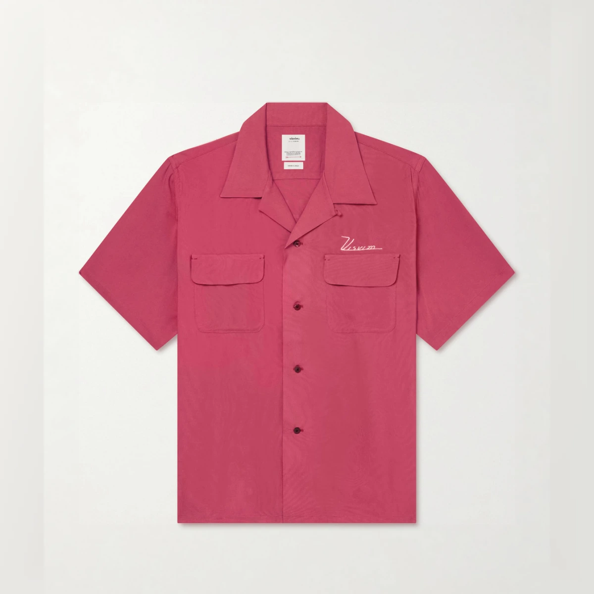 Logo-Embroidered Convertible-Collar Woven Shirt - Men - Red