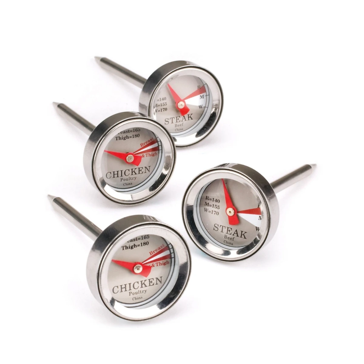 Mini Steak Chicken 4-Pc. Thermometer Set - Silver