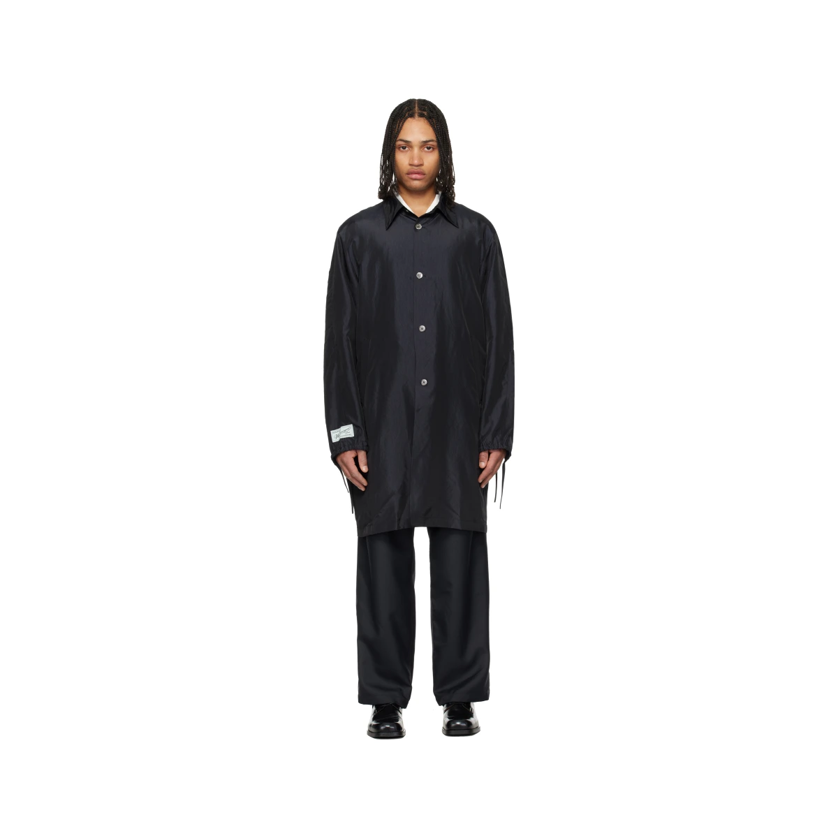 Navy Wrinkle Long Coat