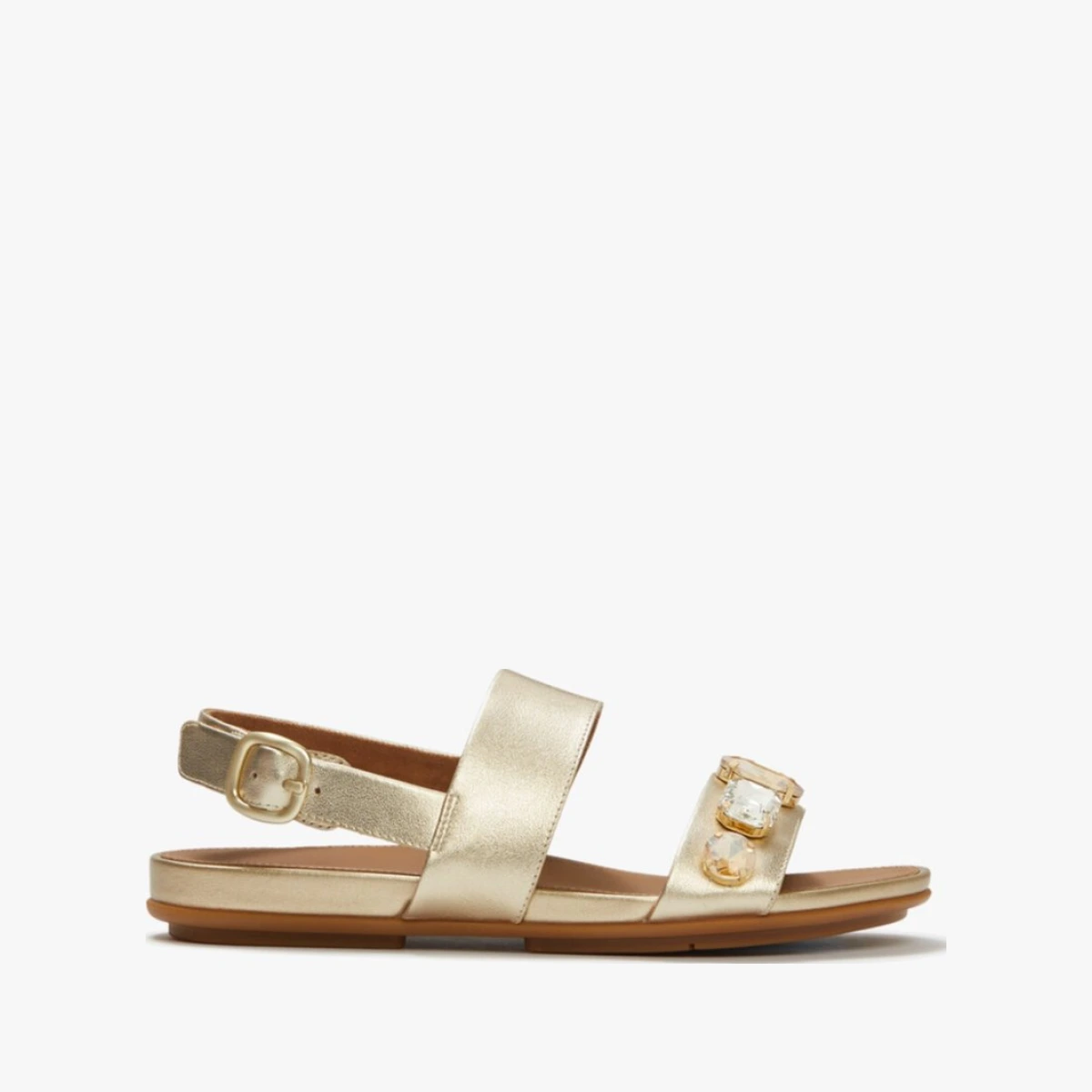 Fitflop Gracie Ultra Womens Ankle Strap Sandals Platino - Gold Leather