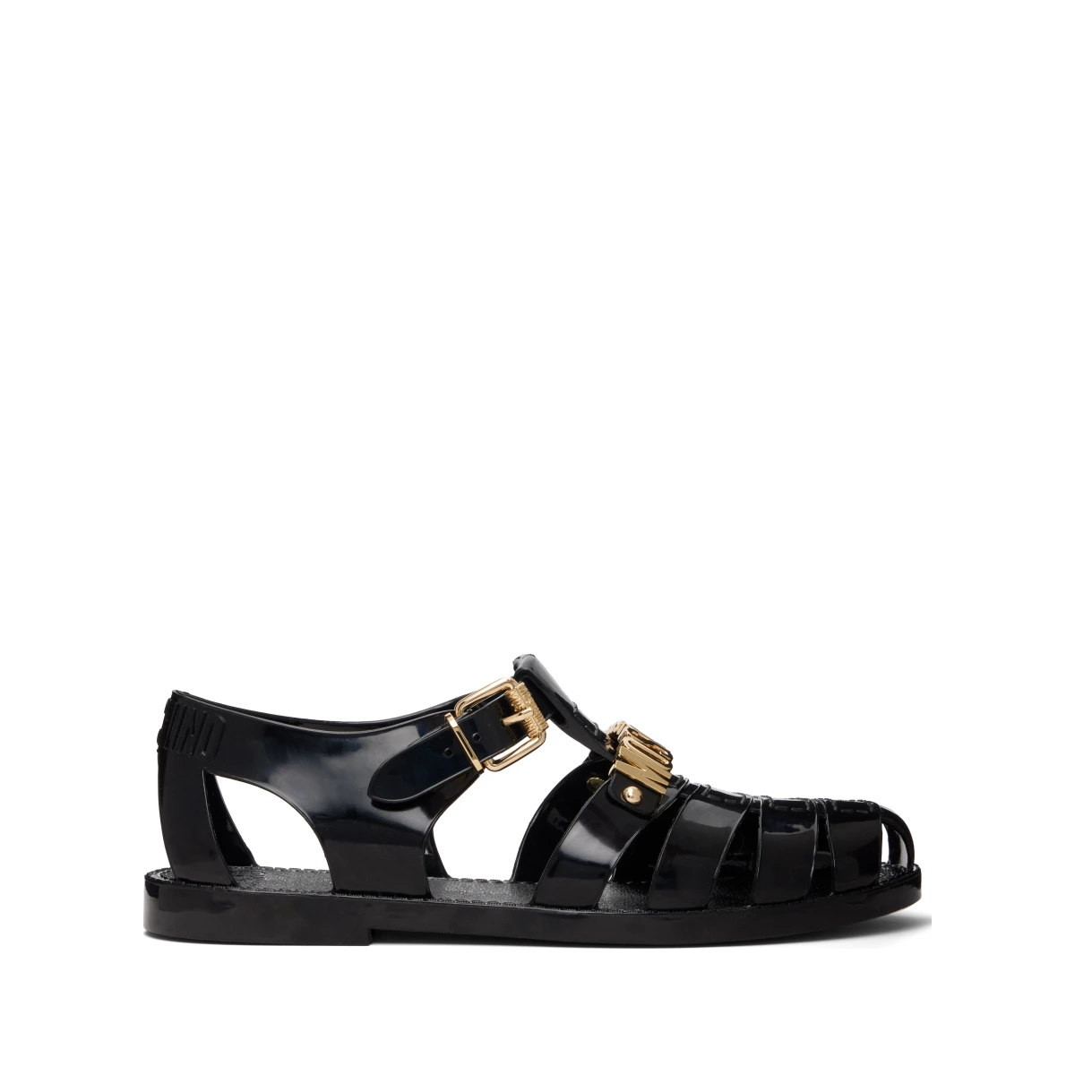 Black Jelly Logo Lettering Sandals
