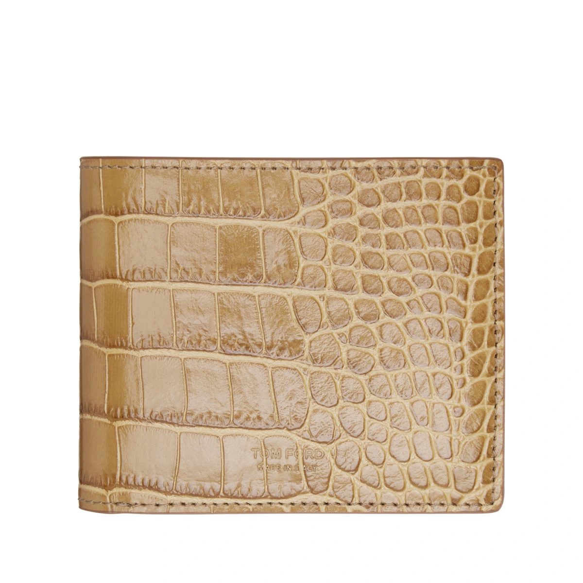 Tan Shiny Croc 'T Line' Classic Bifold Wallet