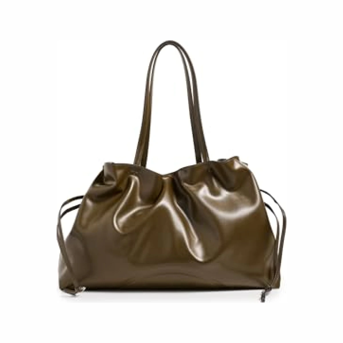 Tory Burch Women's Ella Recycled Drawstring Tote Bag, Dark Olive, One Size