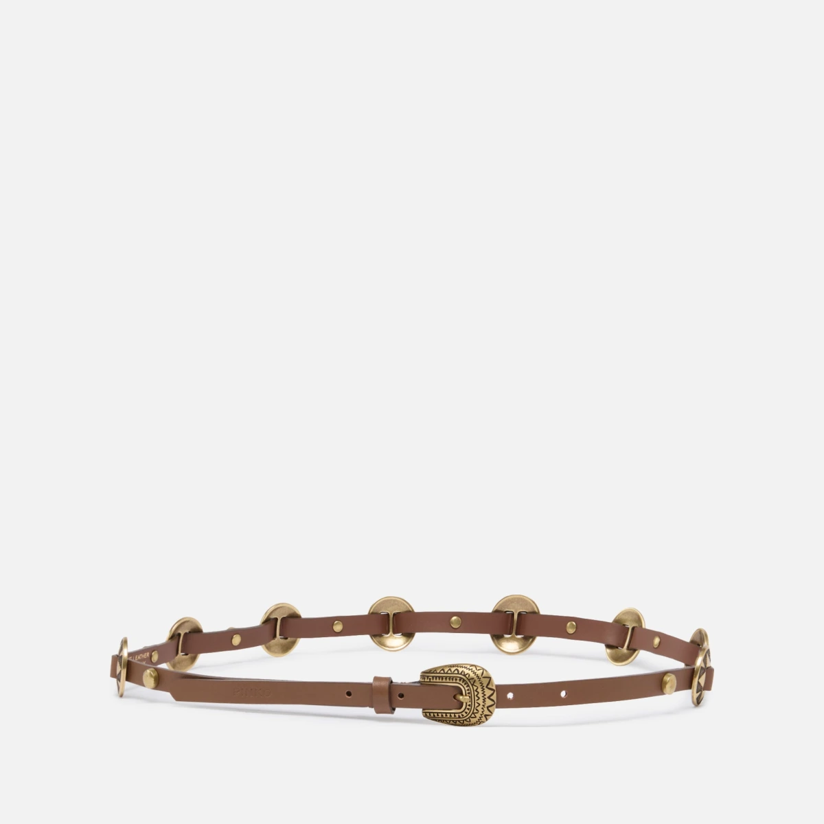 Thin belt with engraved metal plates 1cm - L