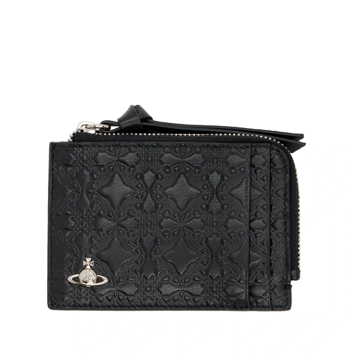 Black Embossed Zip Card Holder