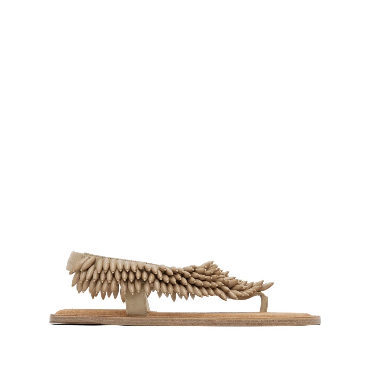 Beige Suede & Beads Sandals