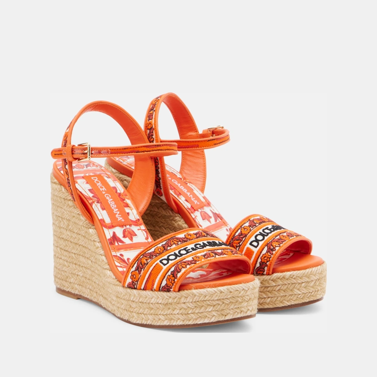 Floral embroidered espadrille wedges