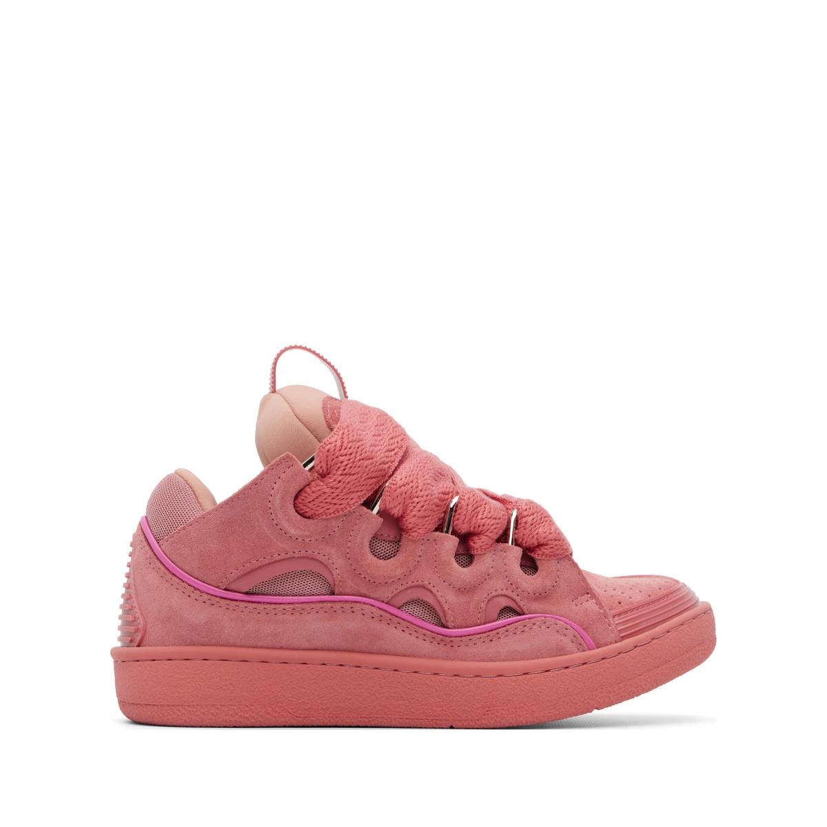 Pink Monochrome Suede Curb Sneakers