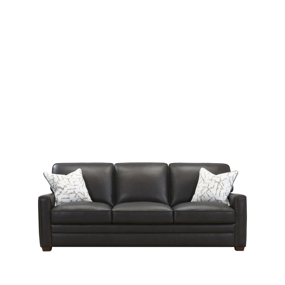 "Gaspare 90"" Leather 3-Seat Sofa, Exclusive - Brown"