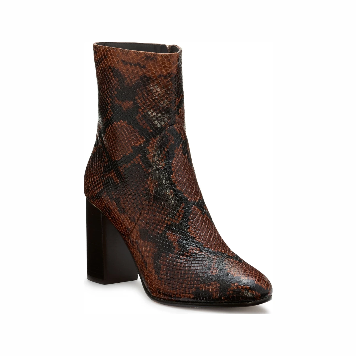 Caro Heeled Ankle Boots Brown Snake in Brown snake