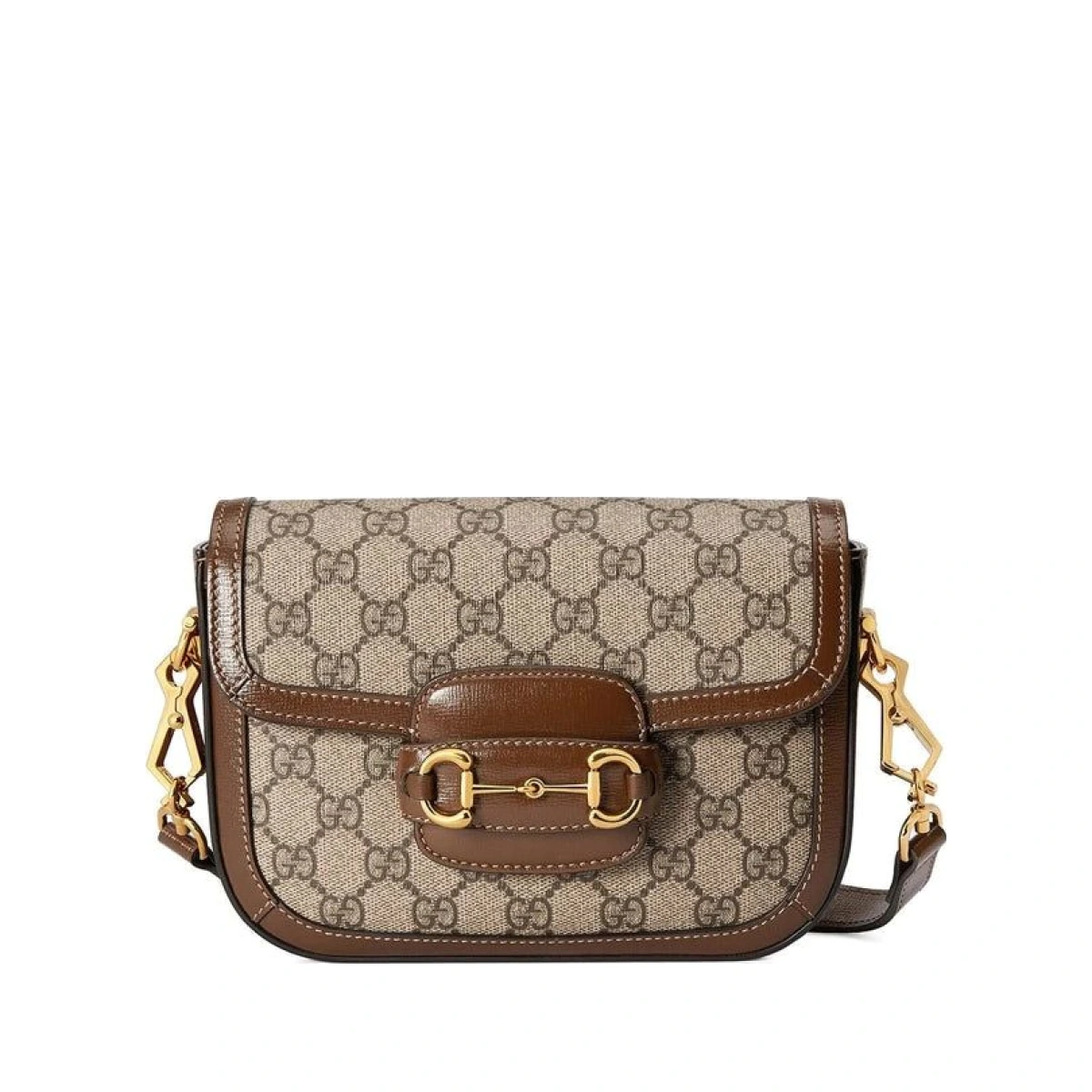 Gucci Gg Supreme Fabric And Leather Mini Horsebit 1955 Crossbody Bag