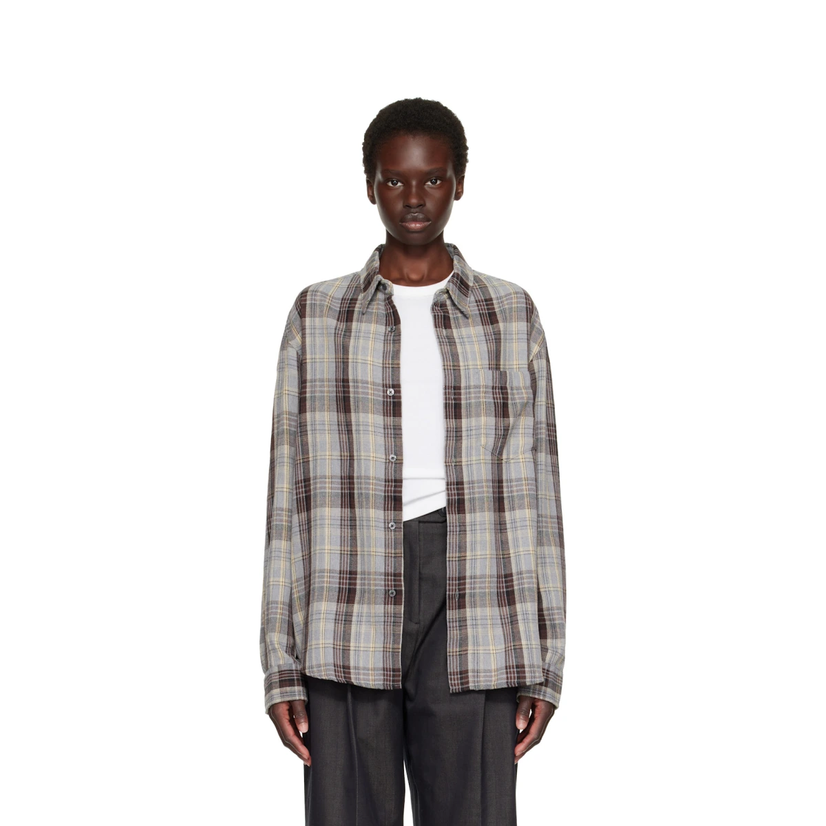 Gray & Brown Flannel Shirt
