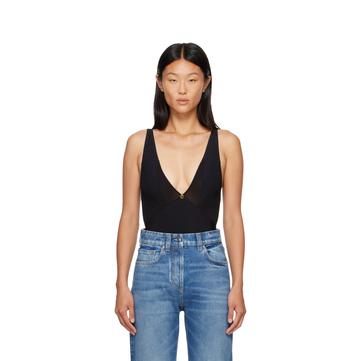 Black V-Neck Bodysuit