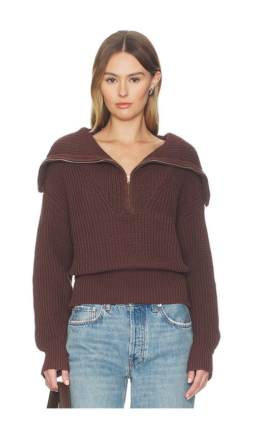 SNDYS Hayley Zip Jumper in Chocolate. L. Also in S, XXS, XS