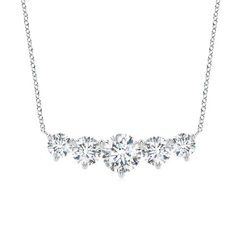 Angara 4.54 CTW Graduated Five Stone Round Lab-Grown Diamond Necklace in Platinum