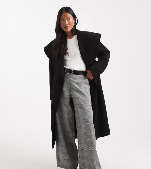 Formal wrap coat in black