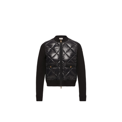 Quilted Diamond Knit Down Jacket — Black