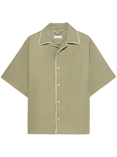 Logo-print contrast-trim shirt - Green
