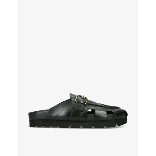 Mens Black Dale Cut-out Leather Sandals