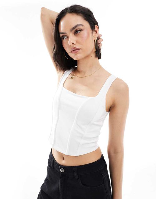 Miss Selfridge corset top in cream-White