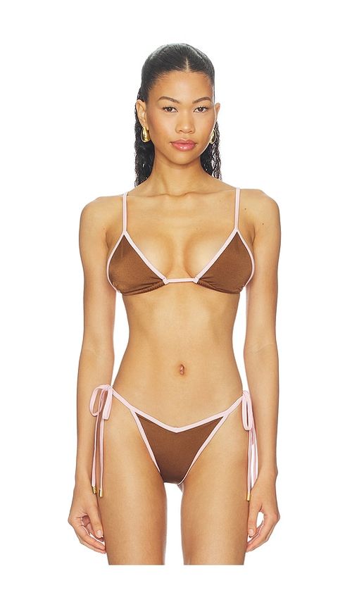 Cin Cin Thrills Bikini Top in Brown. - S also in XS